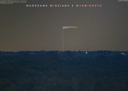 Światło Varso Tower z Wyśmierzyc (fot. Kamil Siwek)